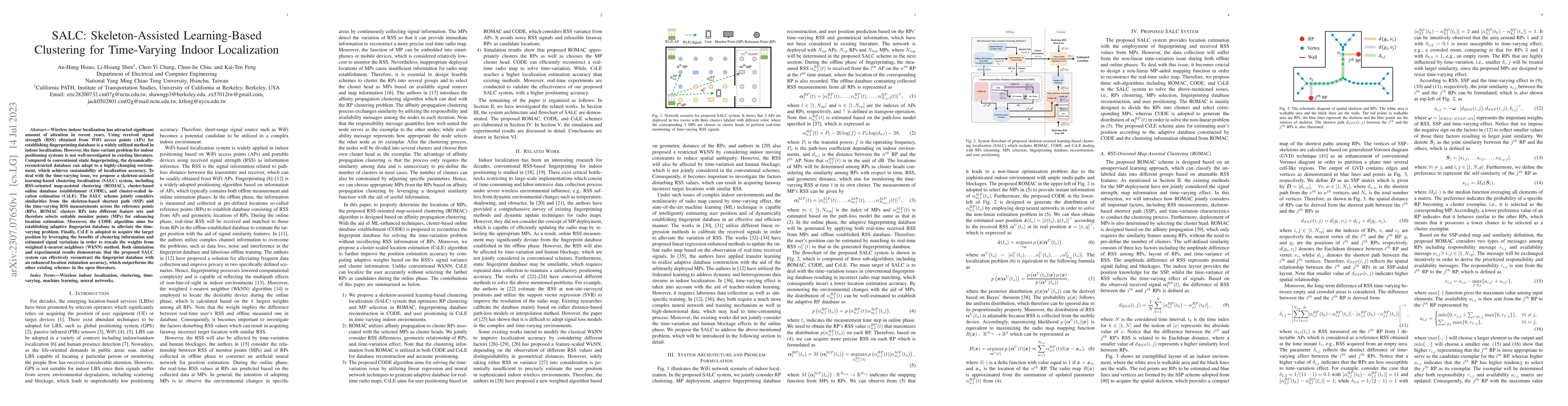 Thumbnail for SALC: Skeleton-Assisted Learning-Based Clustering for Time-Varying
  Indoor Localization