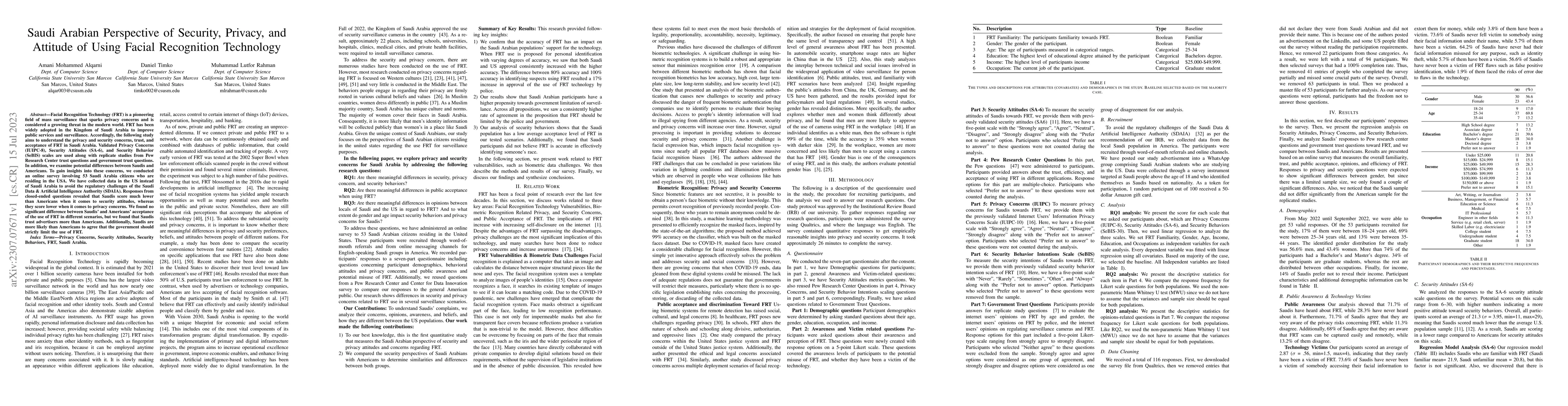 Thumbnail for Saudi Arabian Perspective of Security, Privacy, and Attitude of Using
  Facial Recognition Technology