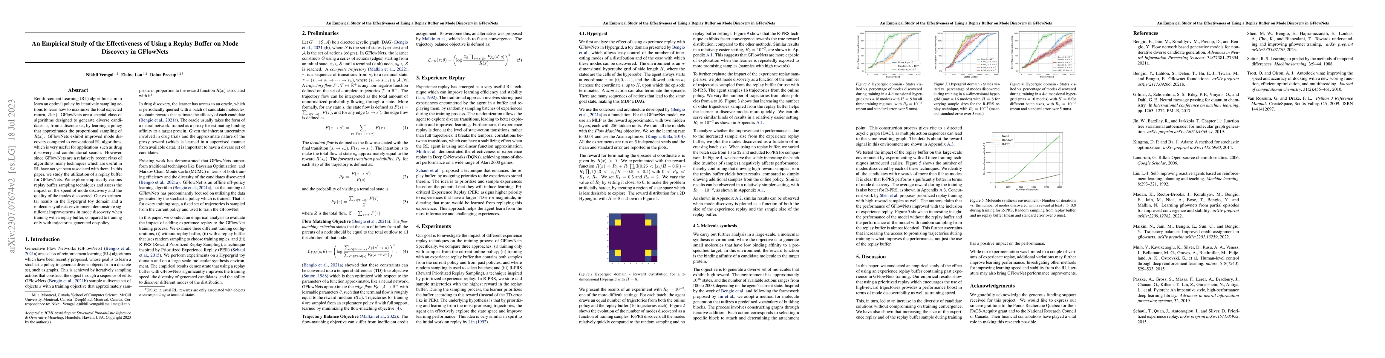 Thumbnail for An Empirical Study of the Effectiveness of Using a Replay Buffer on Mode
  Discovery in GFlowNets