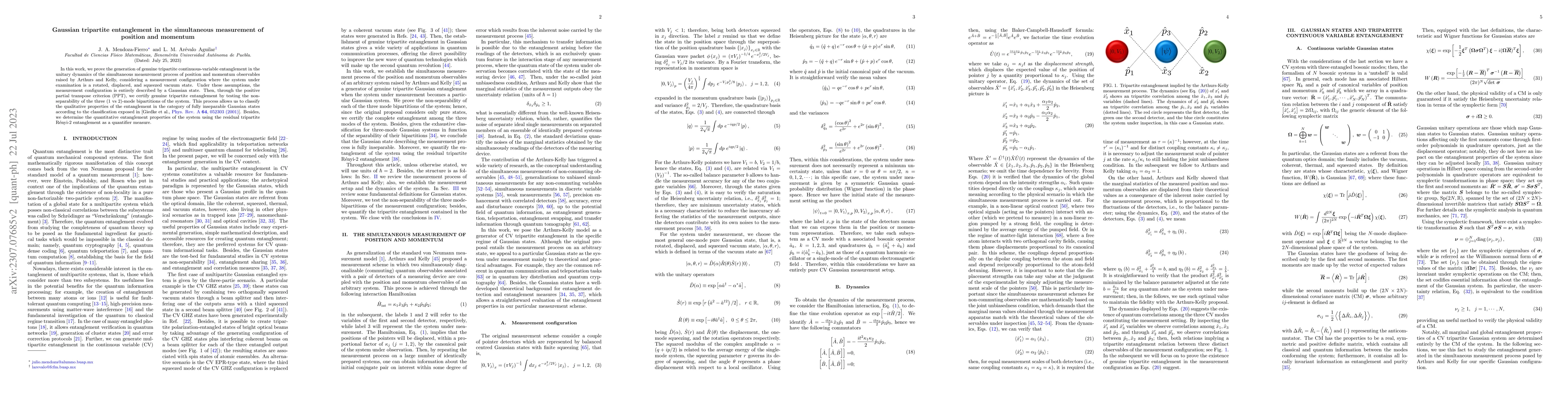 Thumbnail for Gaussian tripartite entanglement in the simultaneous measurement of
  position and momentum