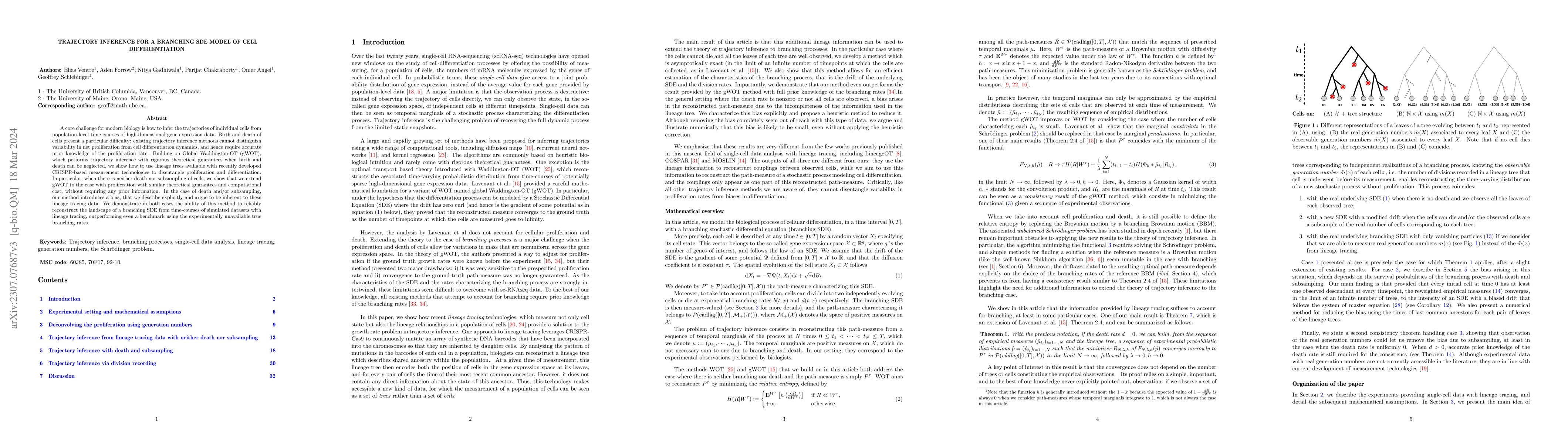 Thumbnail for Trajectory inference for a branching SDE model of cell differentiation