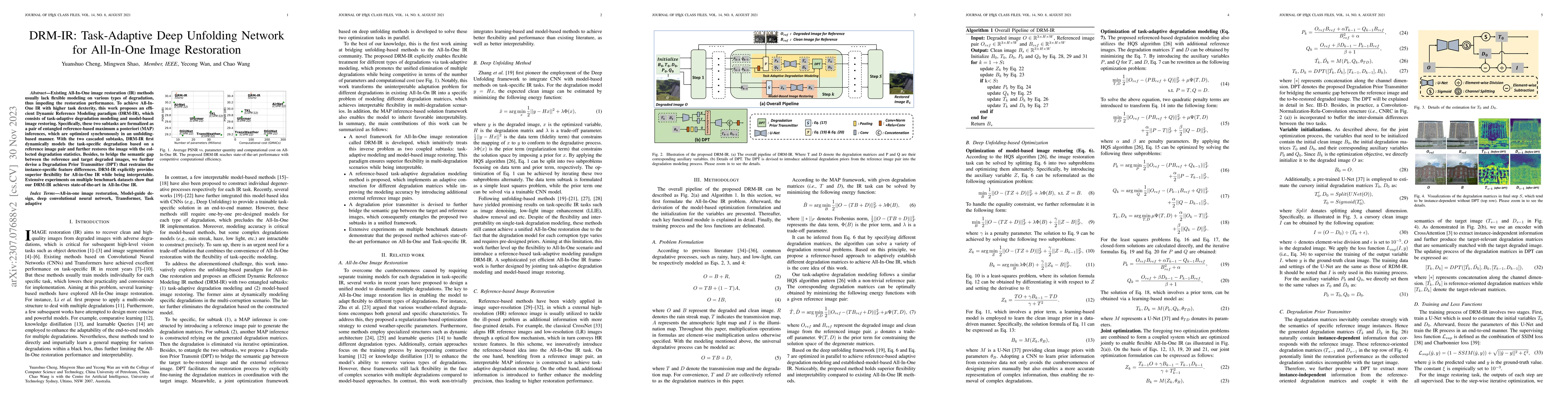 Thumbnail for DRM-IR: Task-Adaptive Deep Unfolding Network for All-In-One Image
  Restoration