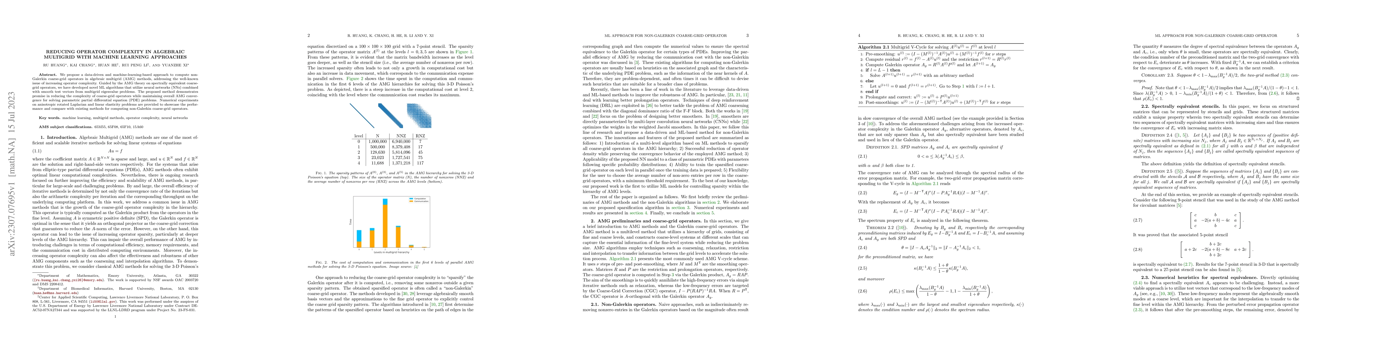 Thumbnail for Reducing operator complexity in Algebraic Multigrid with Machine
  Learning Approaches