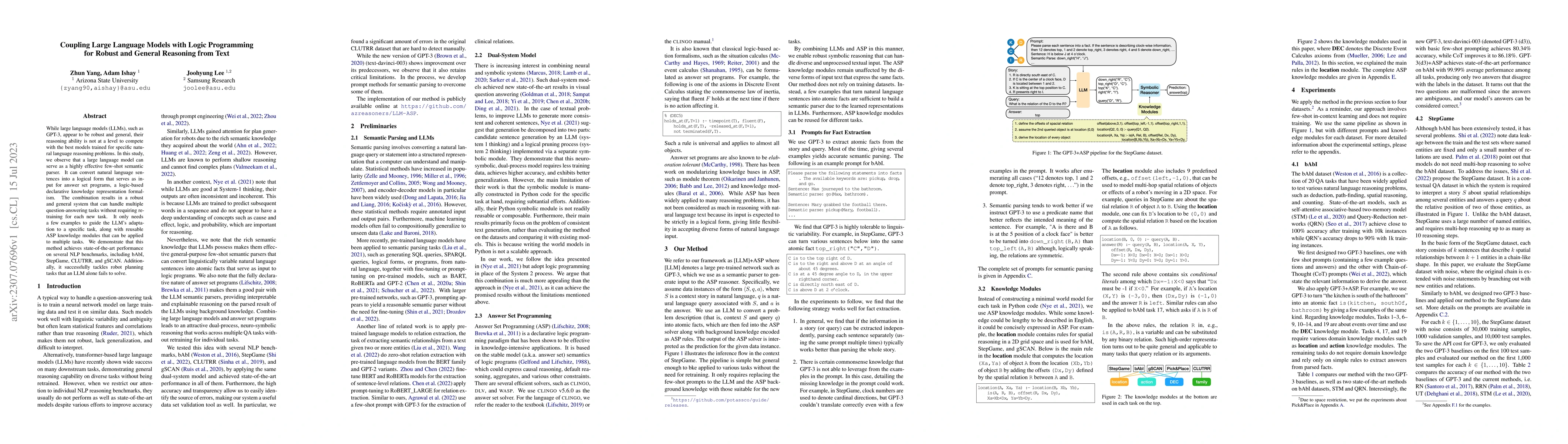 Thumbnail for Coupling Large Language Models with Logic Programming for Robust and
  General Reasoning from Text