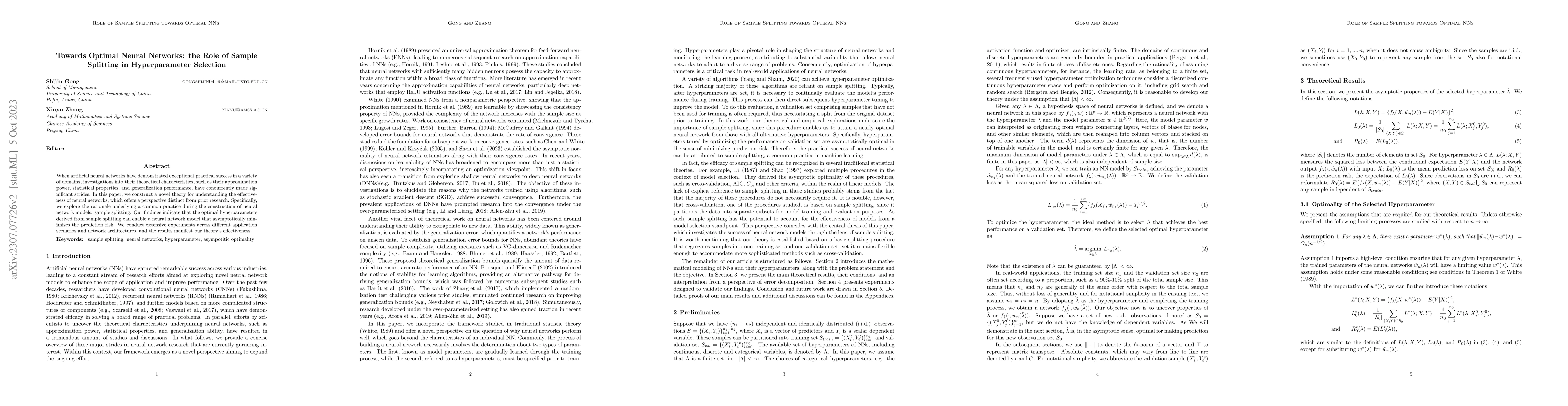 Thumbnail for Towards Optimal Neural Networks: the Role of Sample Splitting in
  Hyperparameter Selection