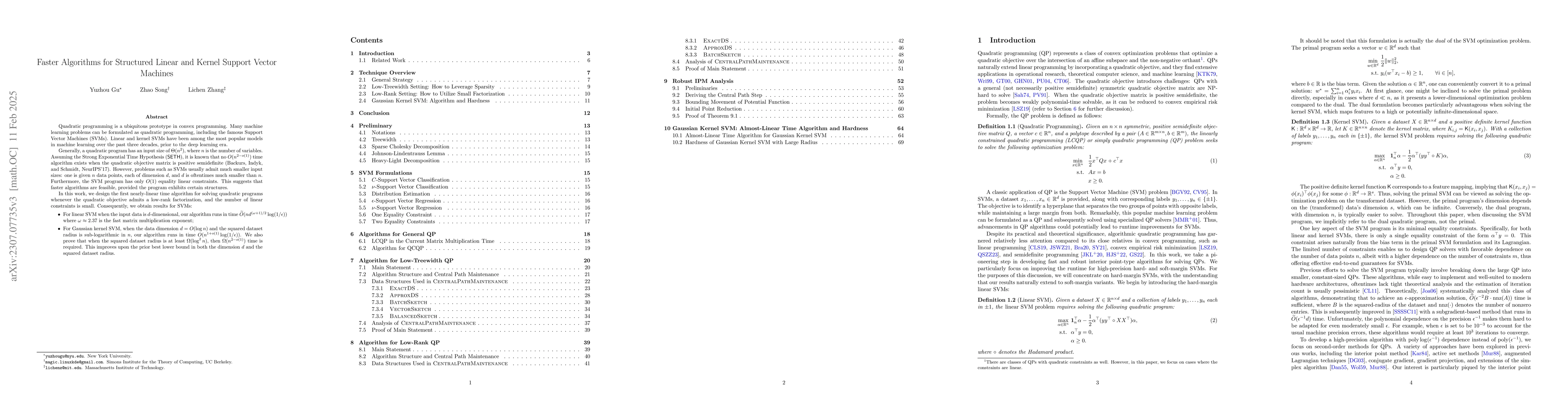 Thumbnail for Faster Algorithms for Structured Linear and Kernel Support Vector
  Machines