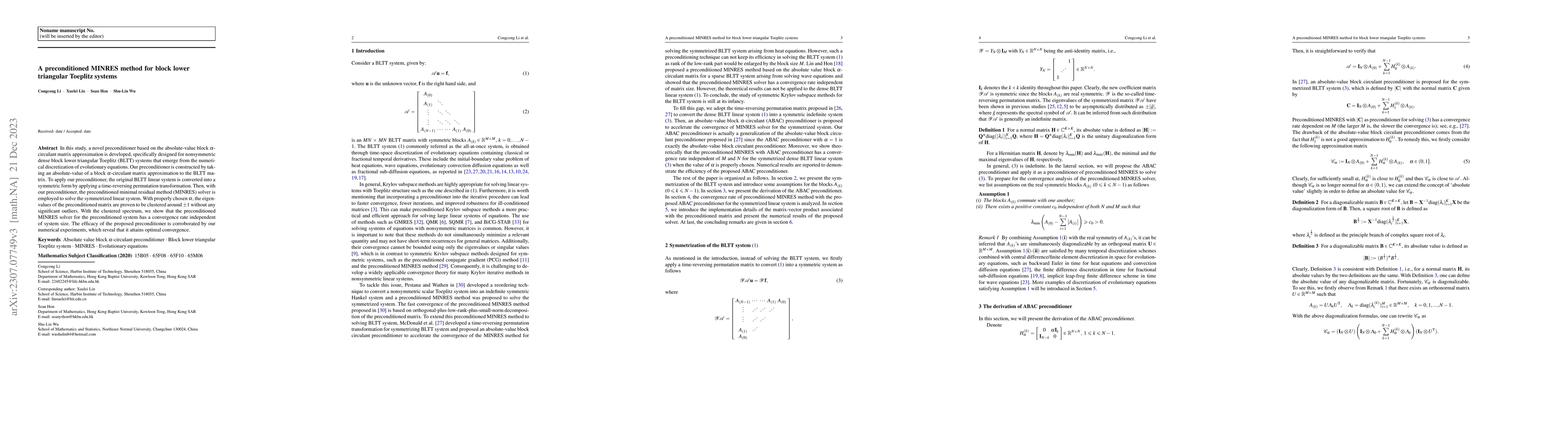 Thumbnail for A preconditioned MINRES method for block lower triangular Toeplitz
  systems