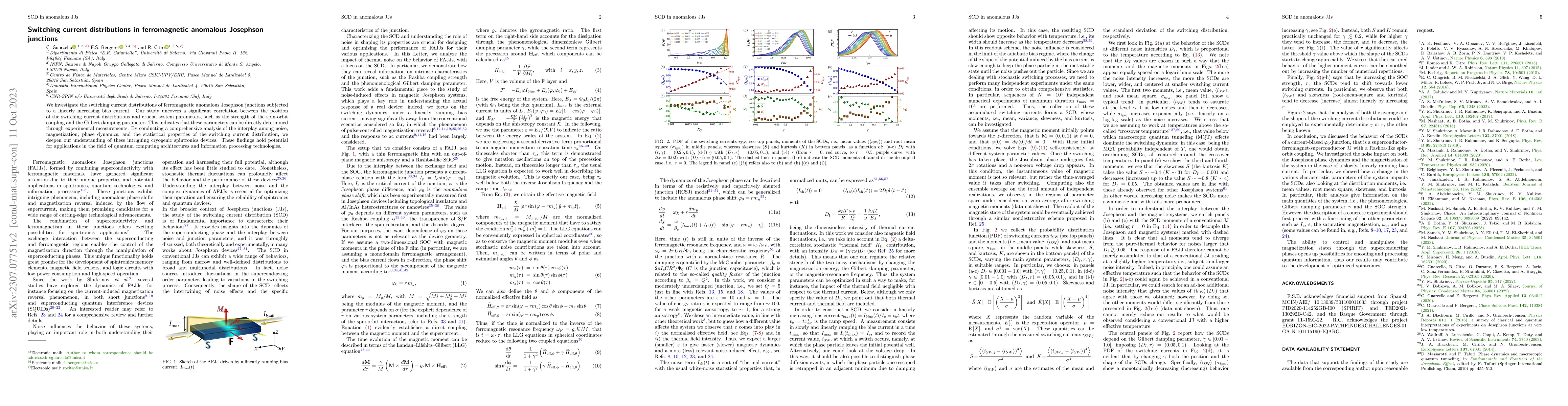 Thumbnail for Switching current distributions in ferromagnetic anomalous Josephson
  junctions