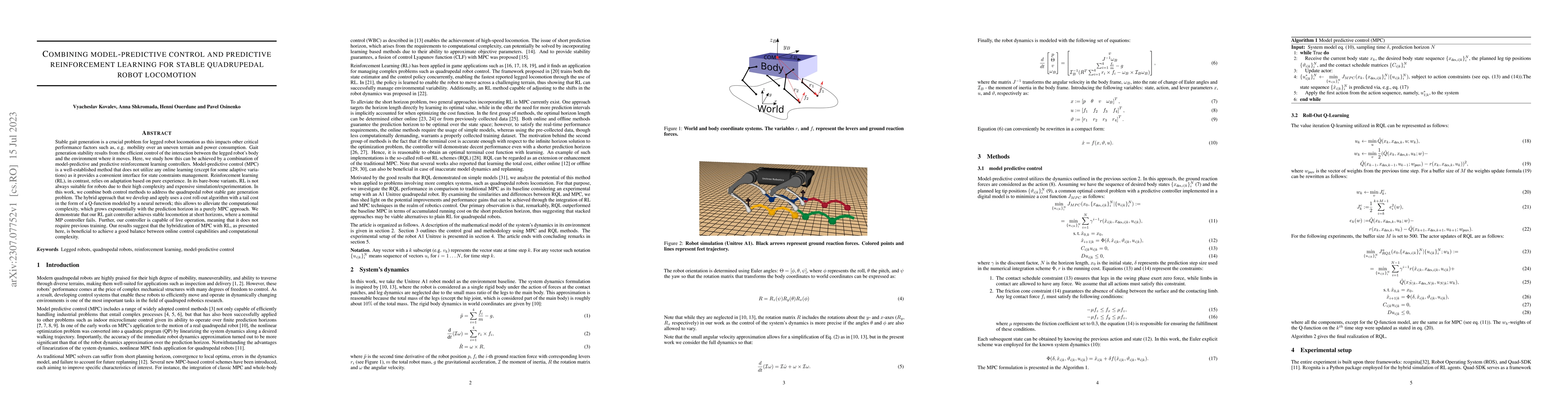Thumbnail for Combining model-predictive control and predictive reinforcement learning
  for stable quadrupedal robot locomotion