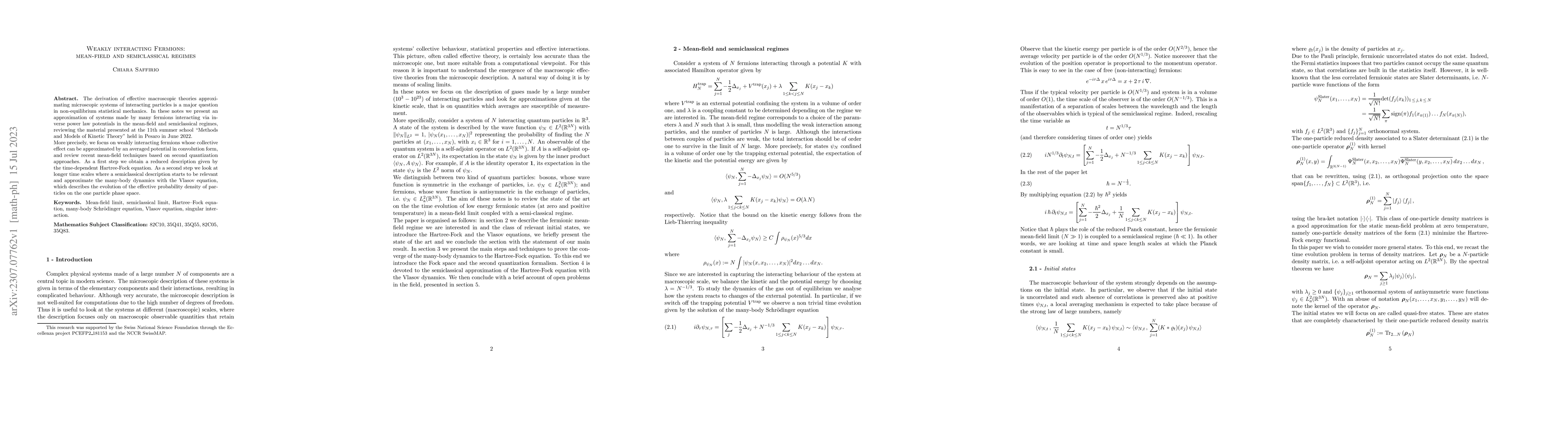 Thumbnail for Weakly interacting Fermions: mean-field and semiclassical regimes
