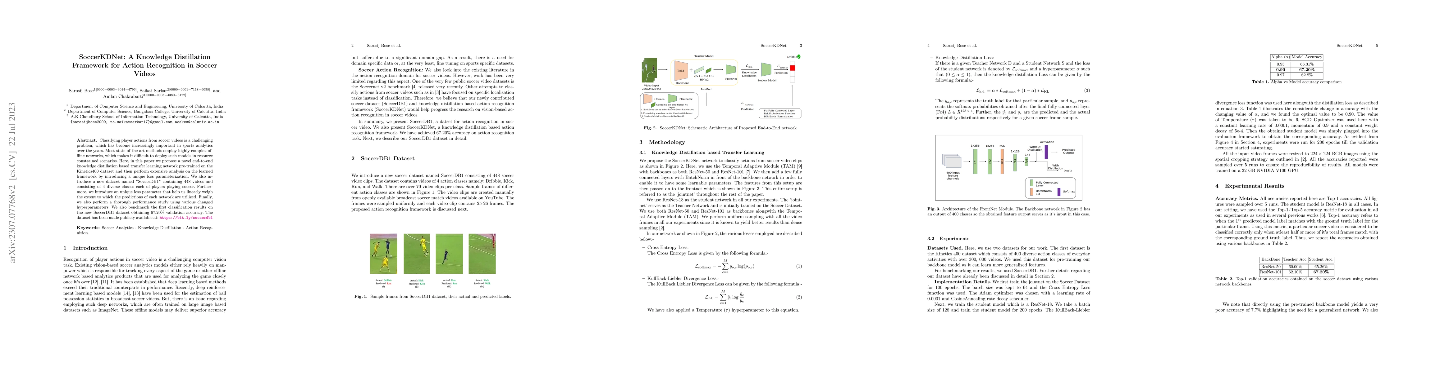 Thumbnail for SoccerKDNet: A Knowledge Distillation Framework for Action Recognition
  in Soccer Videos