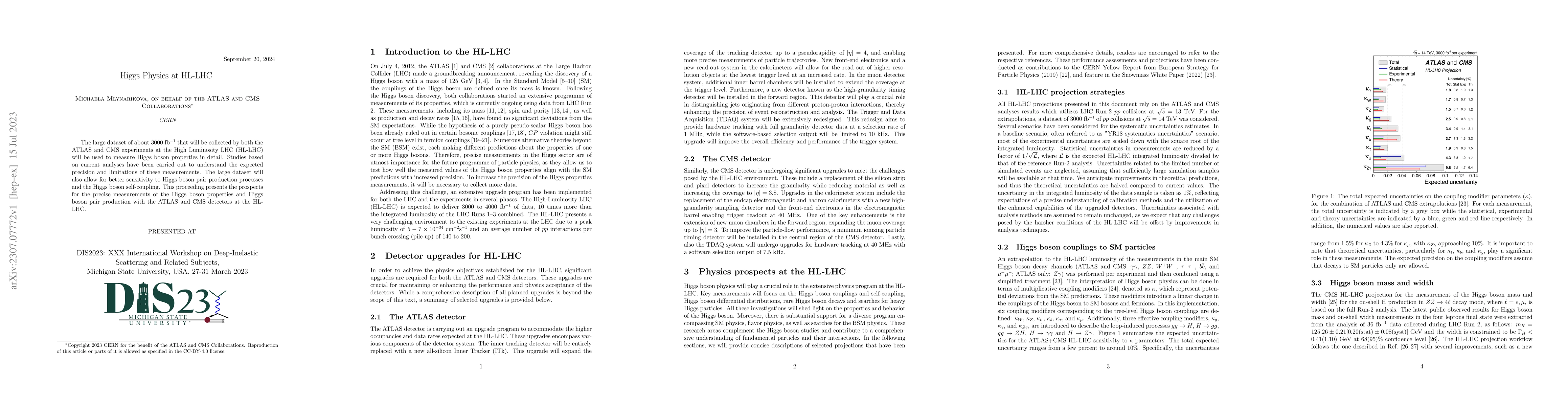 Thumbnail for Higgs Physics at HL-LHC