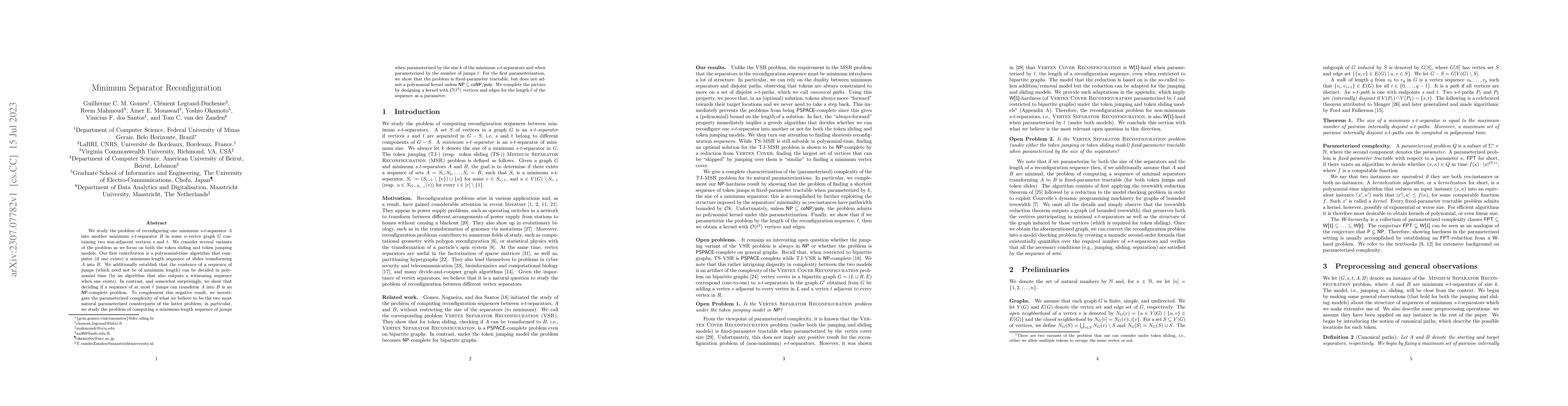 Thumbnail for Minimum Separator Reconfiguration