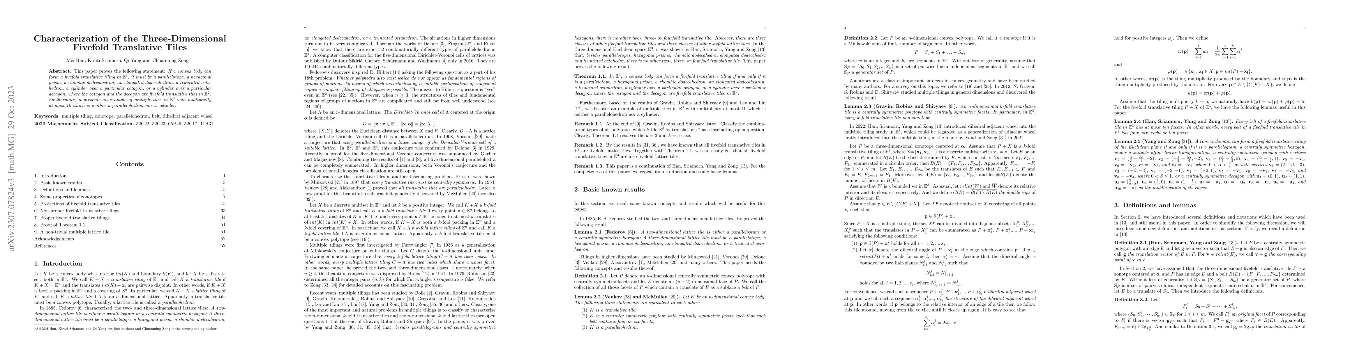 Thumbnail for Characterization of the Three-Dimensional Fivefold Translative Tiles