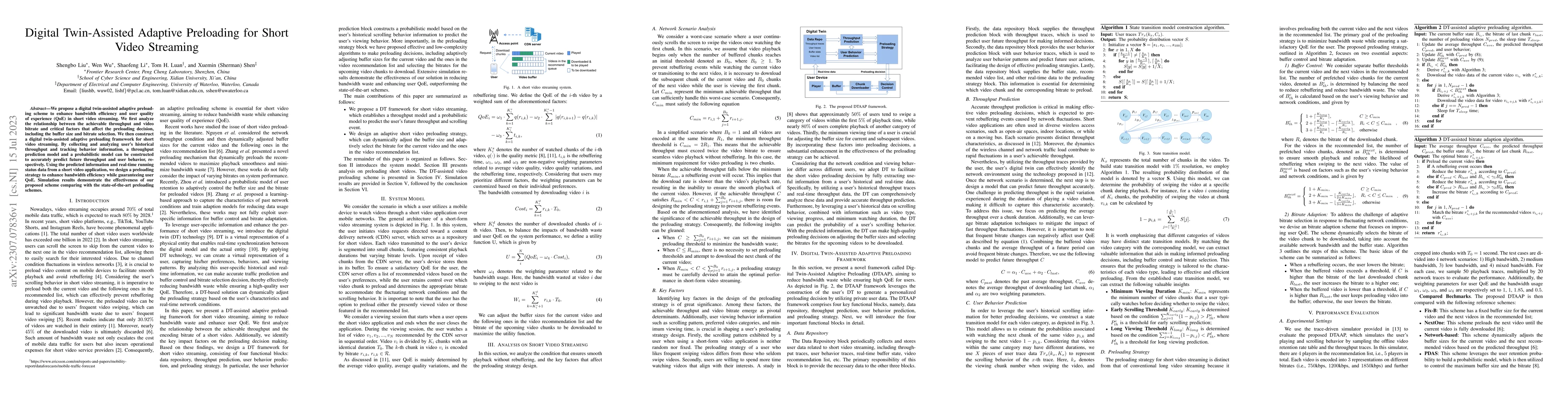 Thumbnail for Digital Twin-Assisted Adaptive Preloading for Short Video Streaming