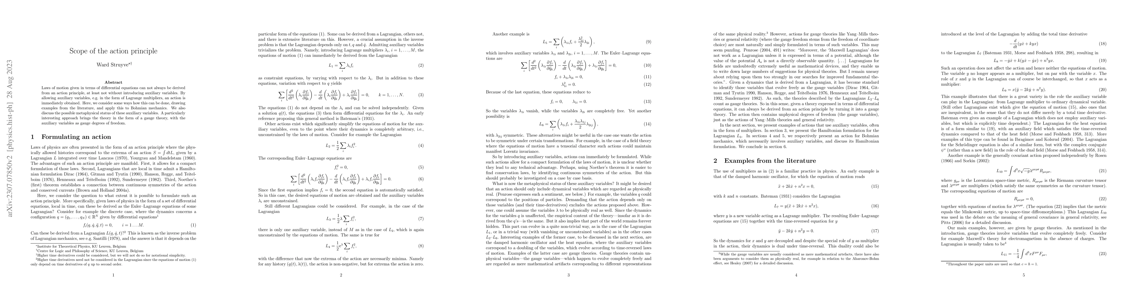 Thumbnail for Scope of the action principle