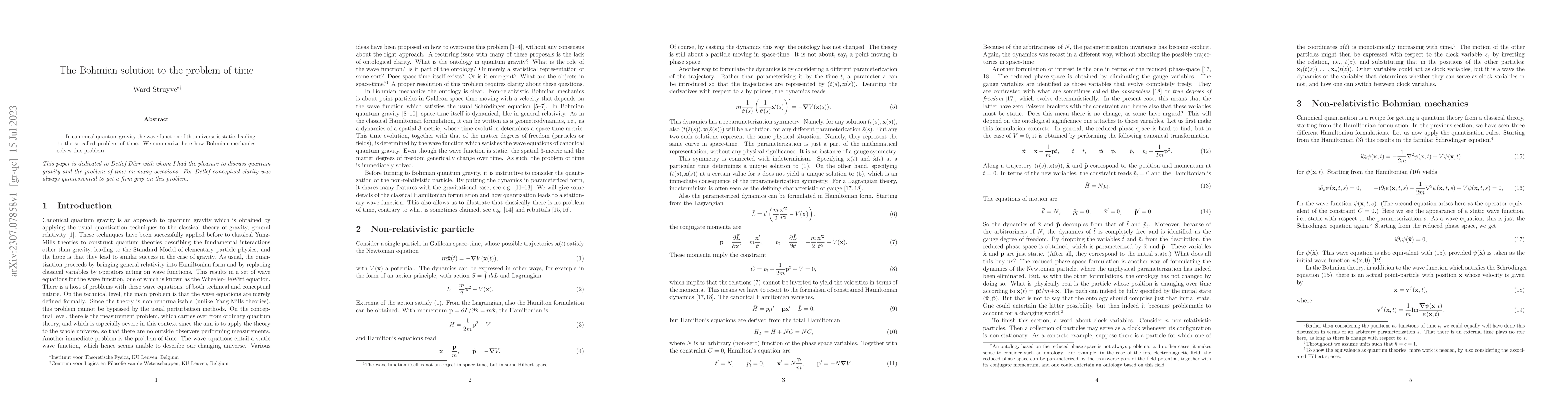 Thumbnail for The Bohmian solution to the problem of time