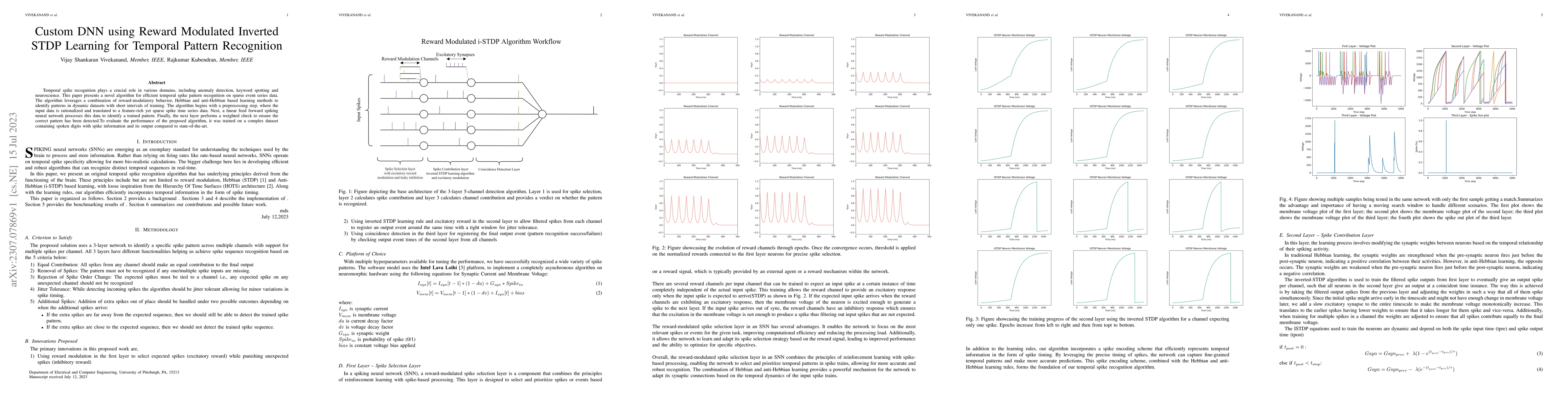 Thumbnail for Custom DNN using Reward Modulated Inverted STDP Learning for Temporal
  Pattern Recognition