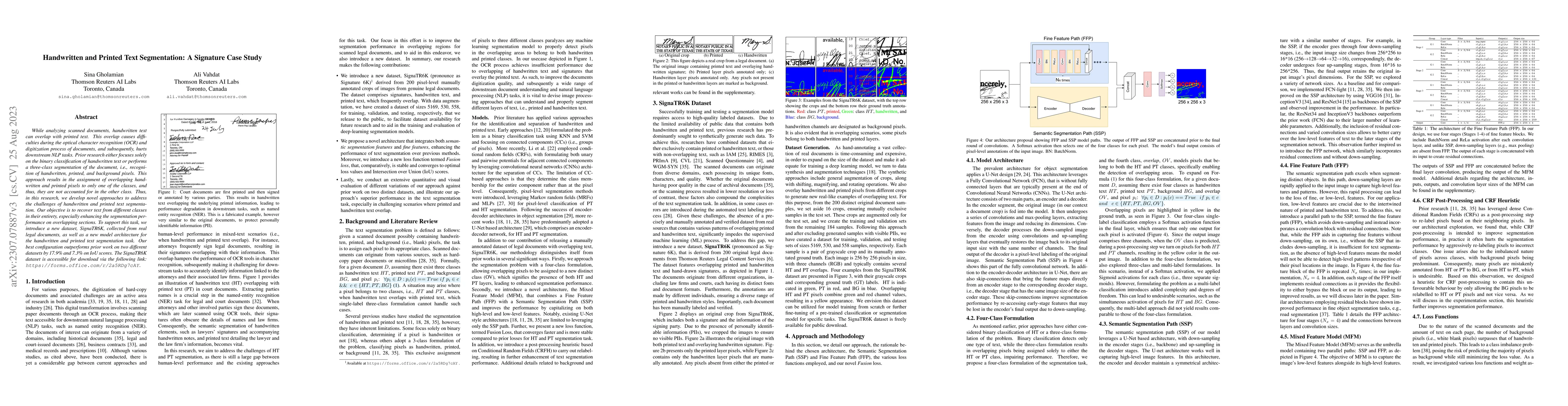 Thumbnail for Handwritten and Printed Text Segmentation: A Signature Case Study