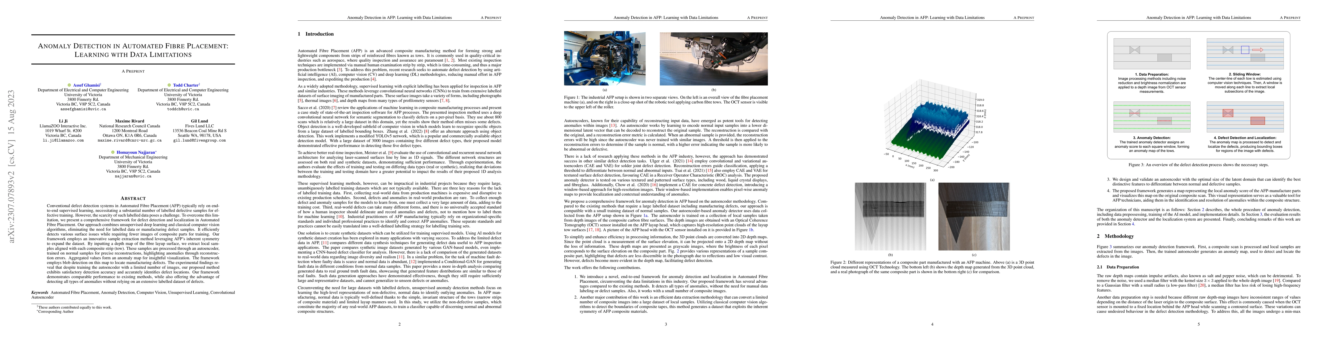 Thumbnail for Anomaly Detection in Automated Fibre Placement: Learning with Data
  Limitations