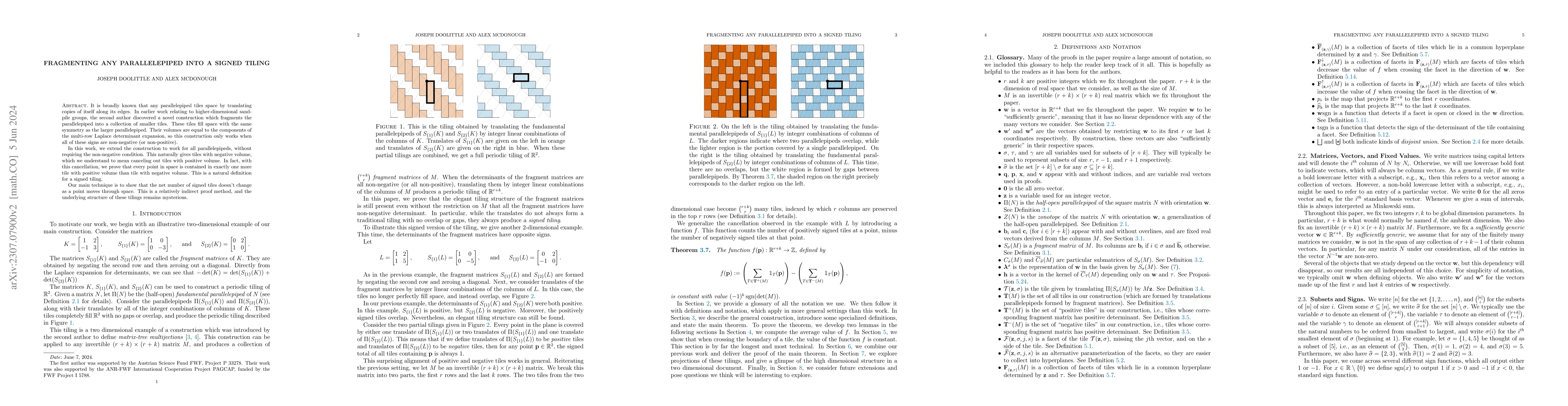 Thumbnail for Fragmenting any Parallelepiped into a Signed Tiling