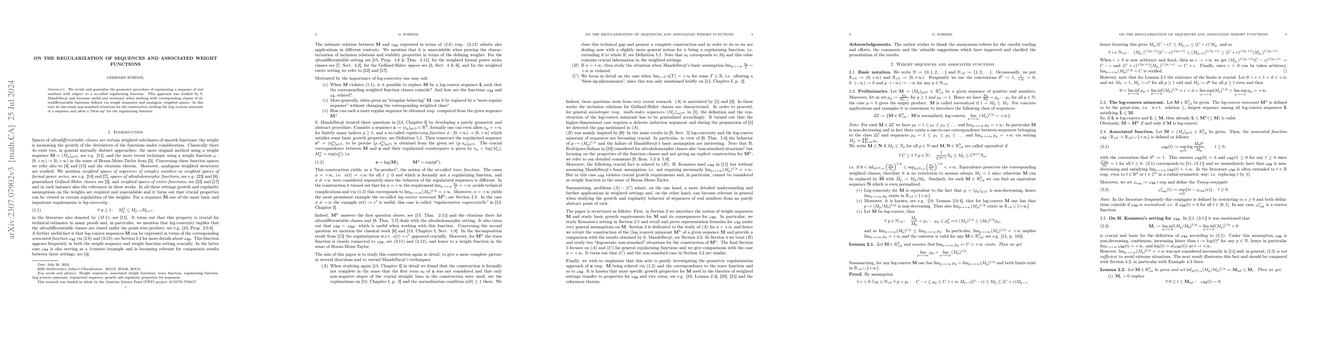 Thumbnail for On the regularization of sequences and associated weight functions