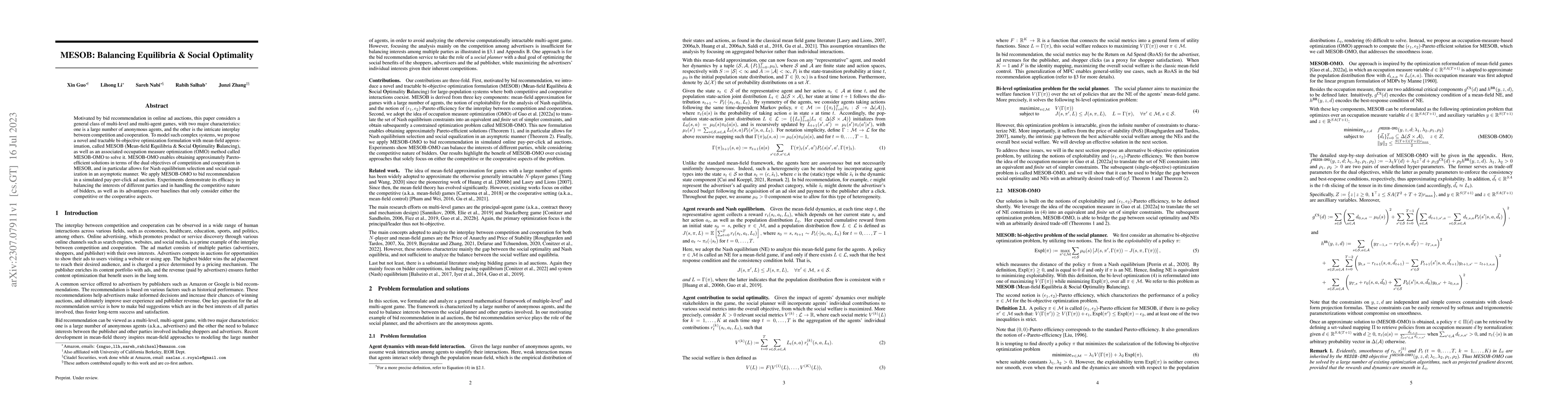 Thumbnail for MESOB: Balancing Equilibria & Social Optimality