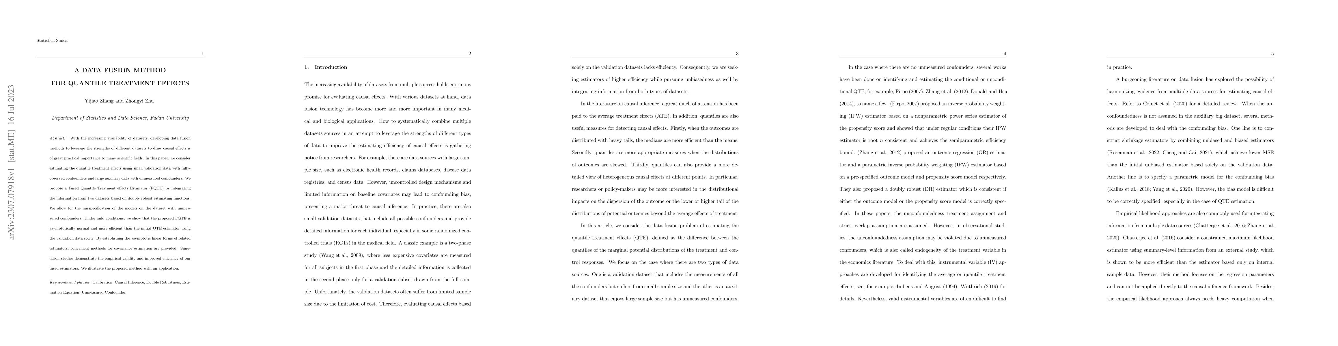 Thumbnail for A Data Fusion Method for Quantile Treatment Effects