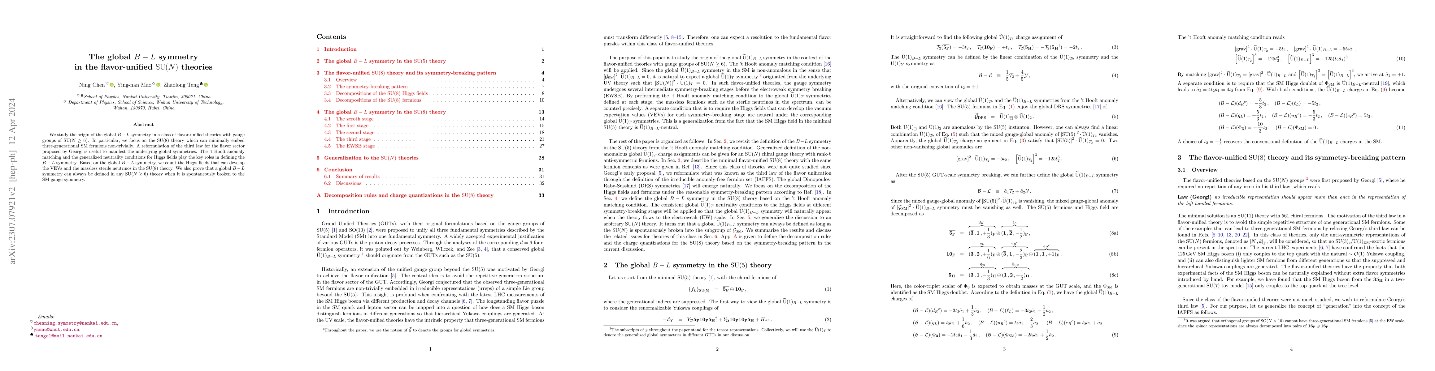 Thumbnail for The global $B-L$ symmetry in the flavor-unified ${\rm SU}(N)$ theories