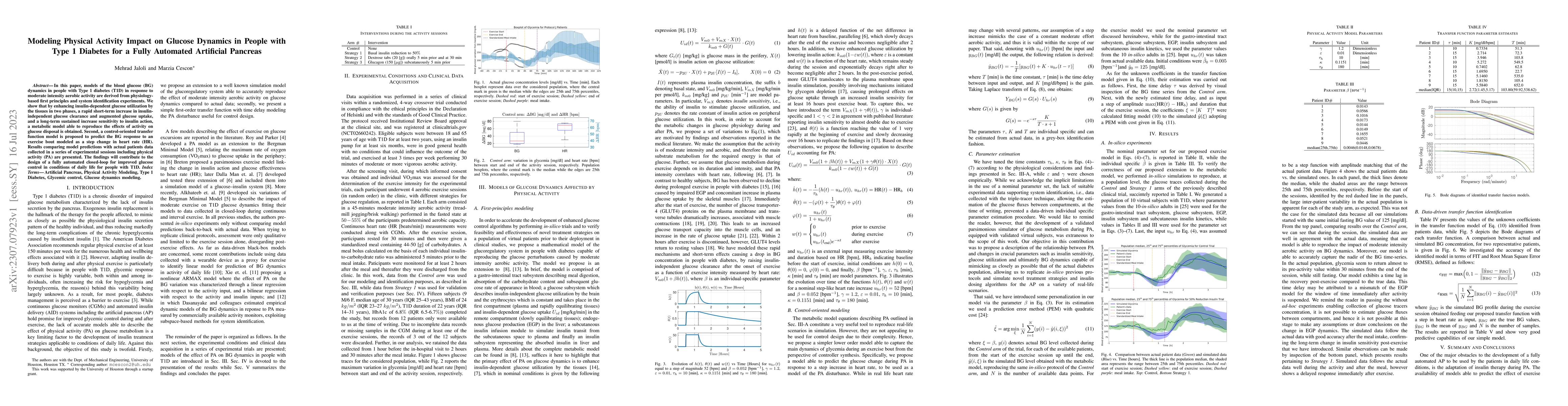 Thumbnail for Modeling Physical Activity Impact on Glucose Dynamics in People with
  Type 1 Diabetes for a Fully Automated Artificial Pancreas