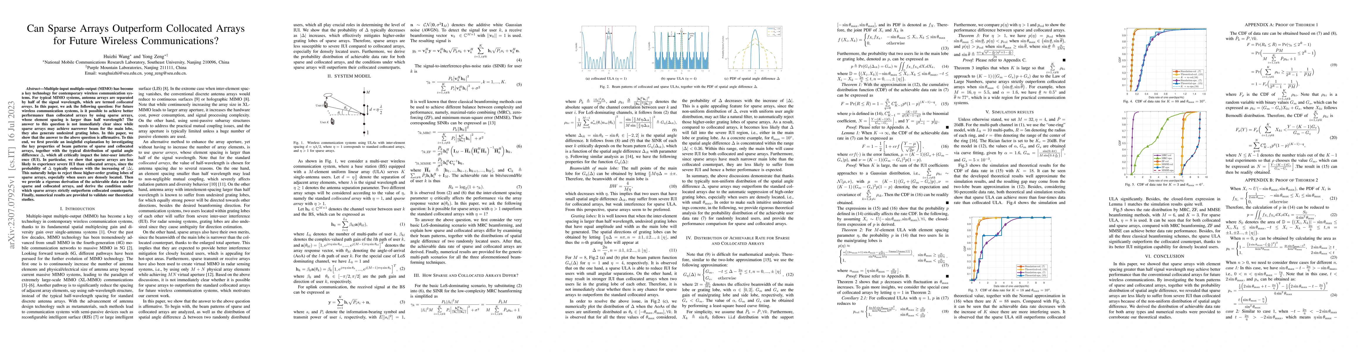 Thumbnail for Can Sparse Arrays Outperform Collocated Arrays for Future Wireless
  Communications?