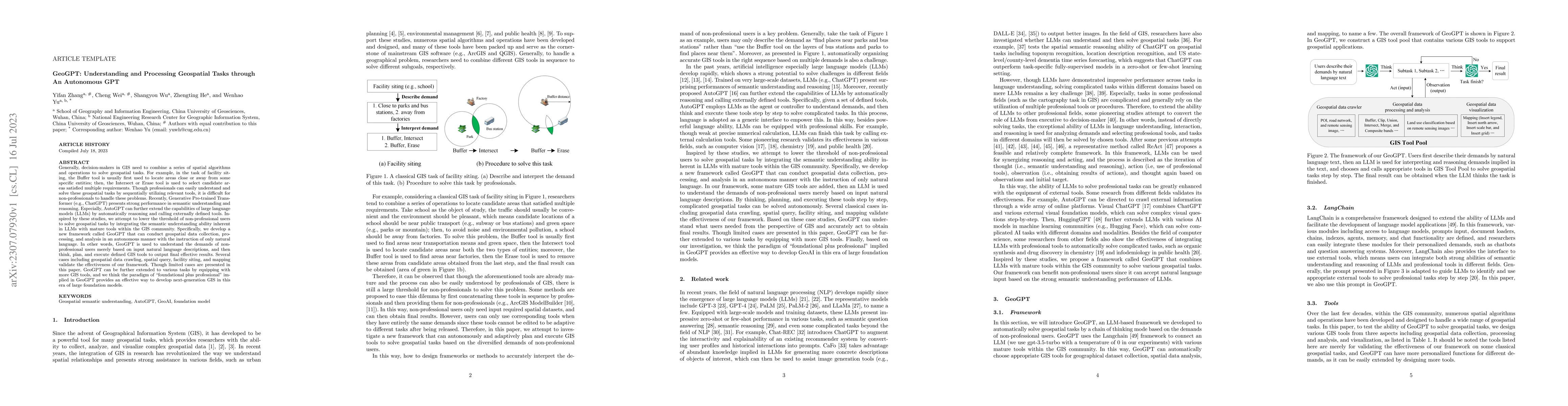 Thumbnail for GeoGPT: Understanding and Processing Geospatial Tasks through An
  Autonomous GPT