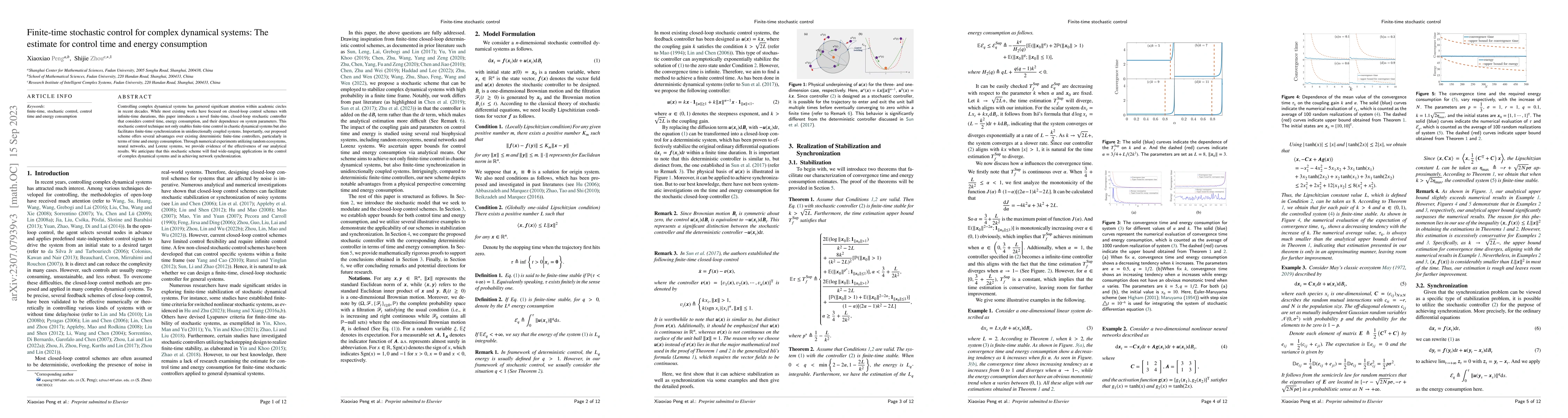Thumbnail for Finite-time stochastic control for complex dynamical systems: The
  estimate for control time and energy consumption
