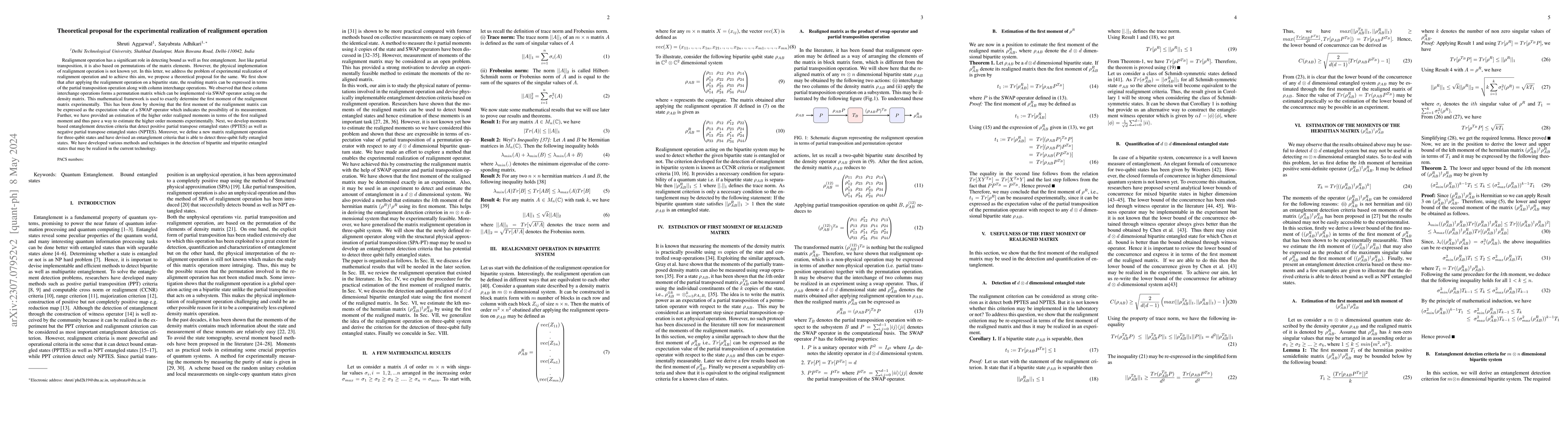 Thumbnail for Theoretical proposal for the experimental realization of realignment
  operation