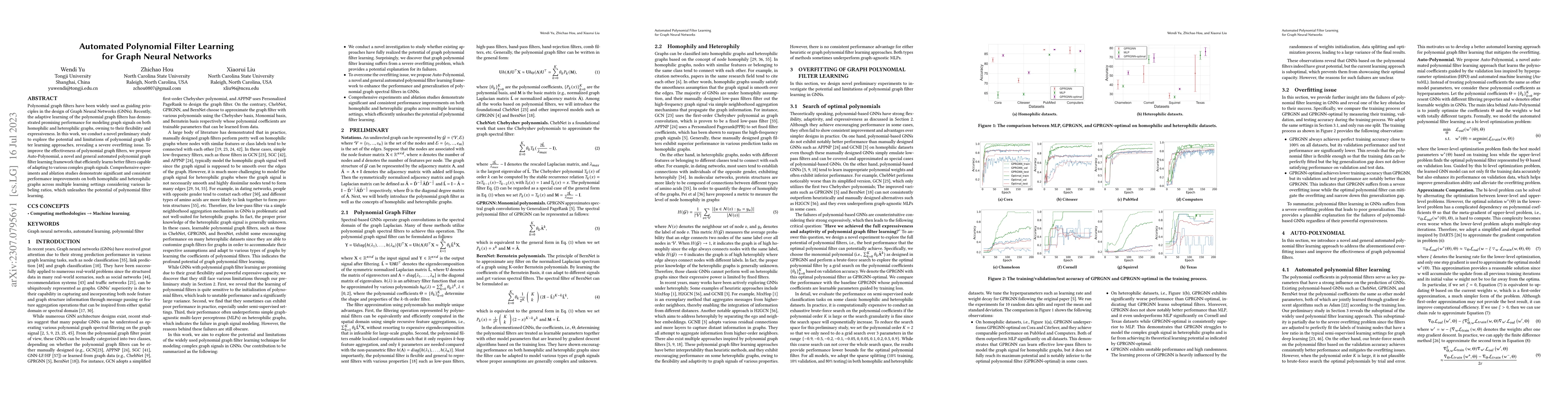 Thumbnail for Automated Polynomial Filter Learning for Graph Neural Networks