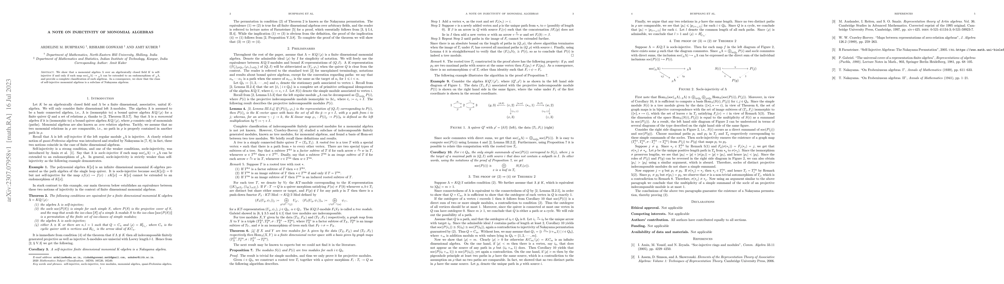 Thumbnail for A note on injectivity of monomial algebras