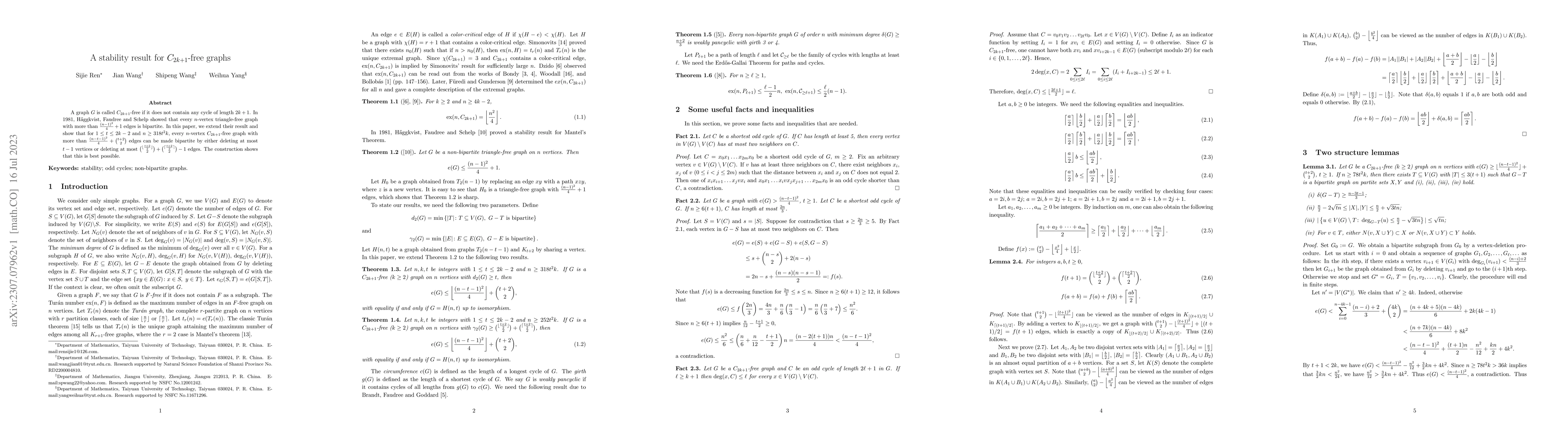 Thumbnail for A stability result for $C_{2k+1}$-free graphs