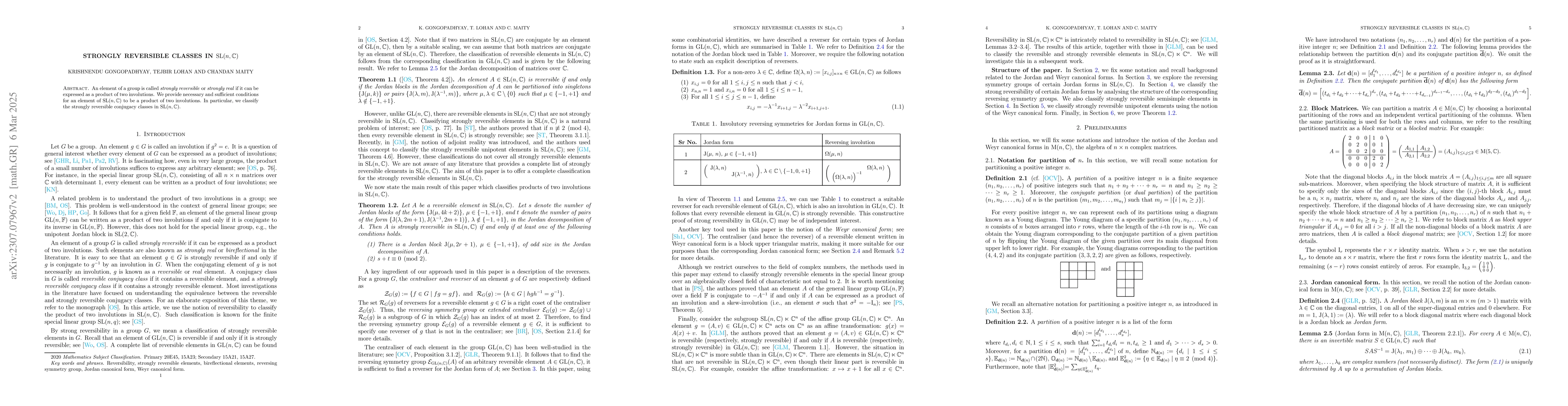 Thumbnail for Product of two involutions in complex special linear group