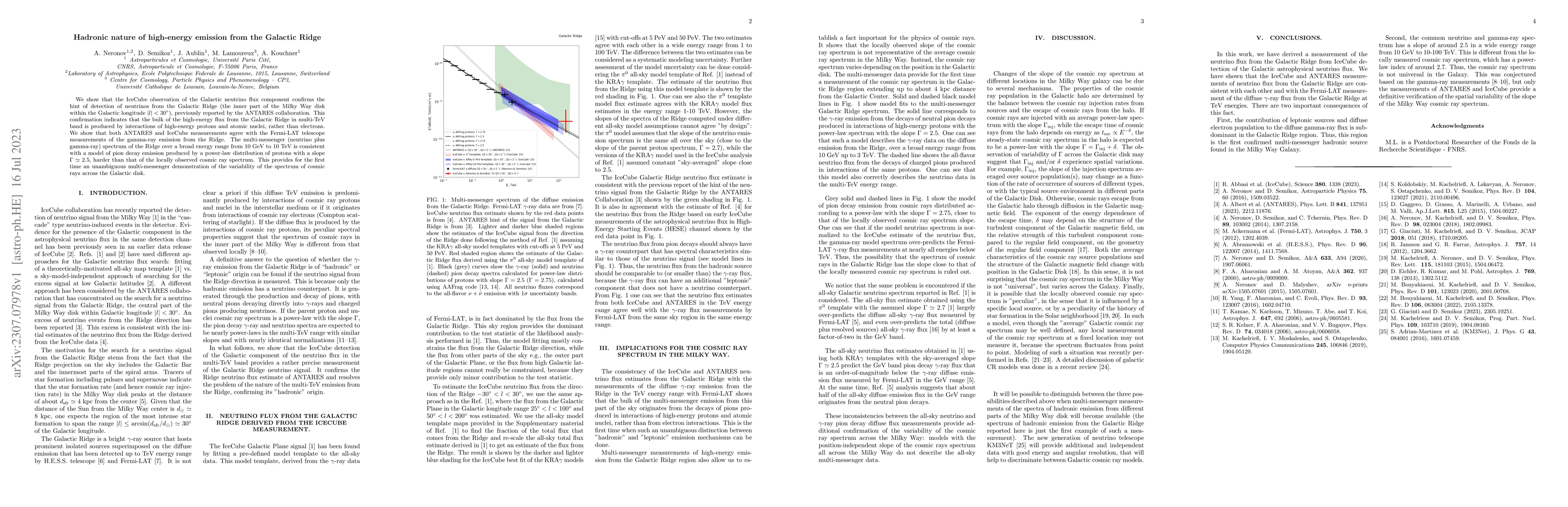 Thumbnail for Hadronic nature of high-energy emission from the Galactic Ridge