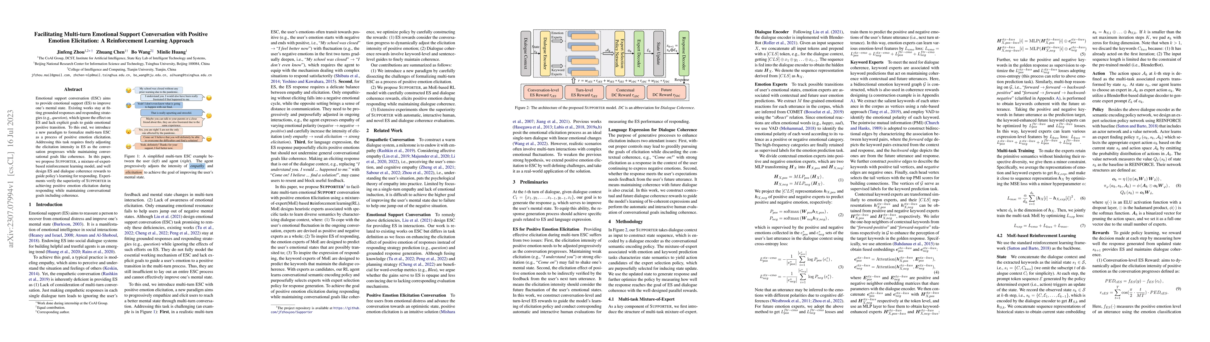 Thumbnail for Facilitating Multi-turn Emotional Support Conversation with Positive
  Emotion Elicitation: A Reinforcement Learning Approach