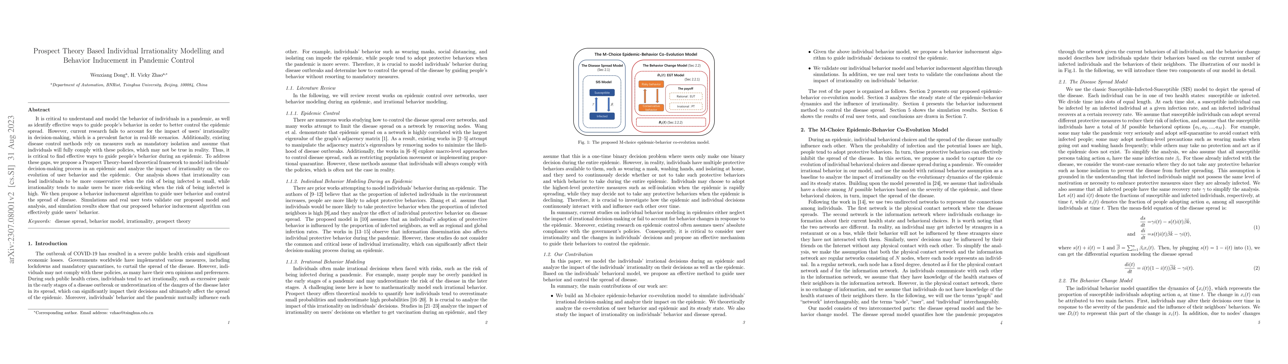 Thumbnail for Prospect Theory Based Individual Irrationality Modelling and Behavior
  Inducement in Pandemic Control