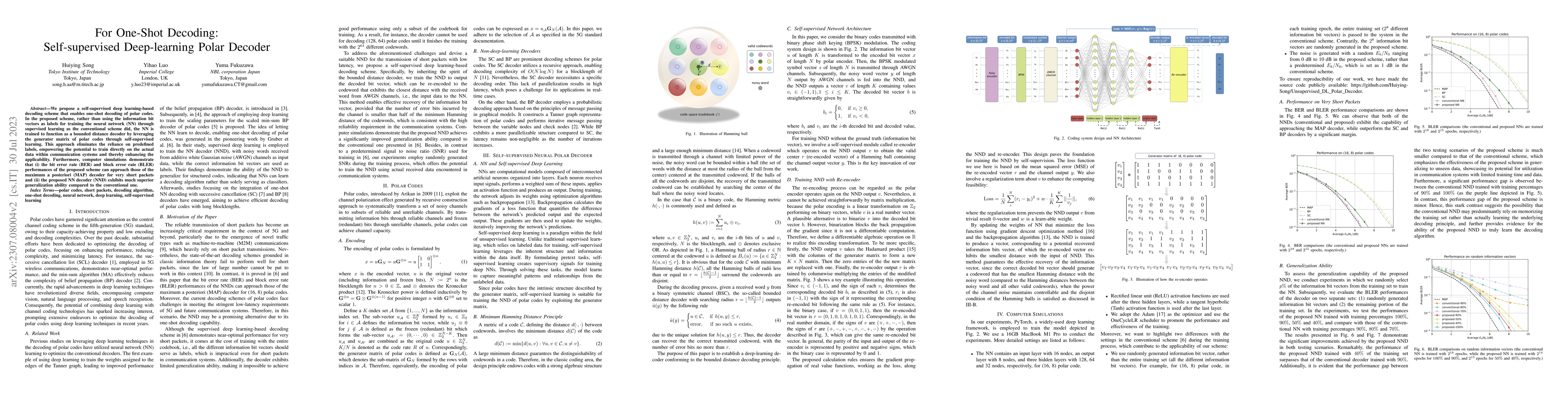 Thumbnail for For One-Shot Decoding: Self-supervised Deep Learning-Based Polar Decoder