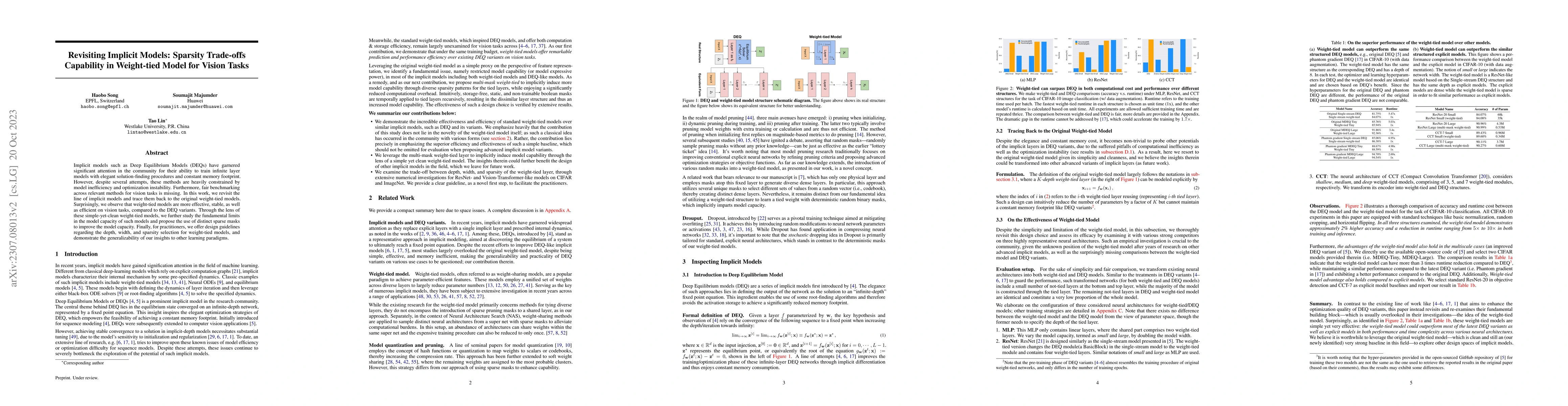 Thumbnail for Revisiting Implicit Models: Sparsity Trade-offs Capability in
  Weight-tied Model for Vision Tasks
