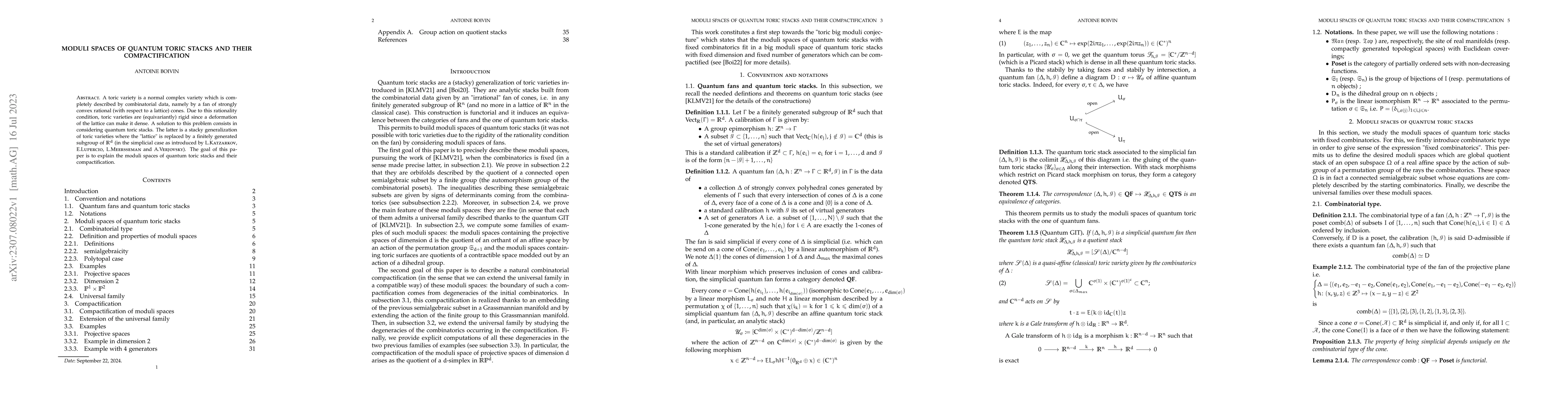 Thumbnail for Moduli spaces of quantum toric stacks and their compactification
