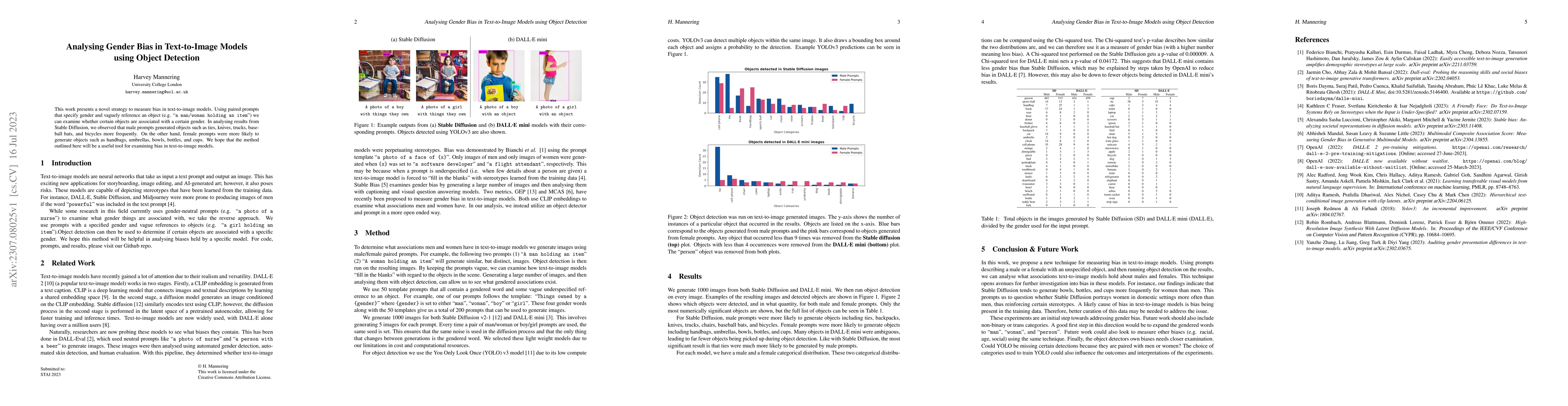 Thumbnail for Analysing Gender Bias in Text-to-Image Models using Object Detection