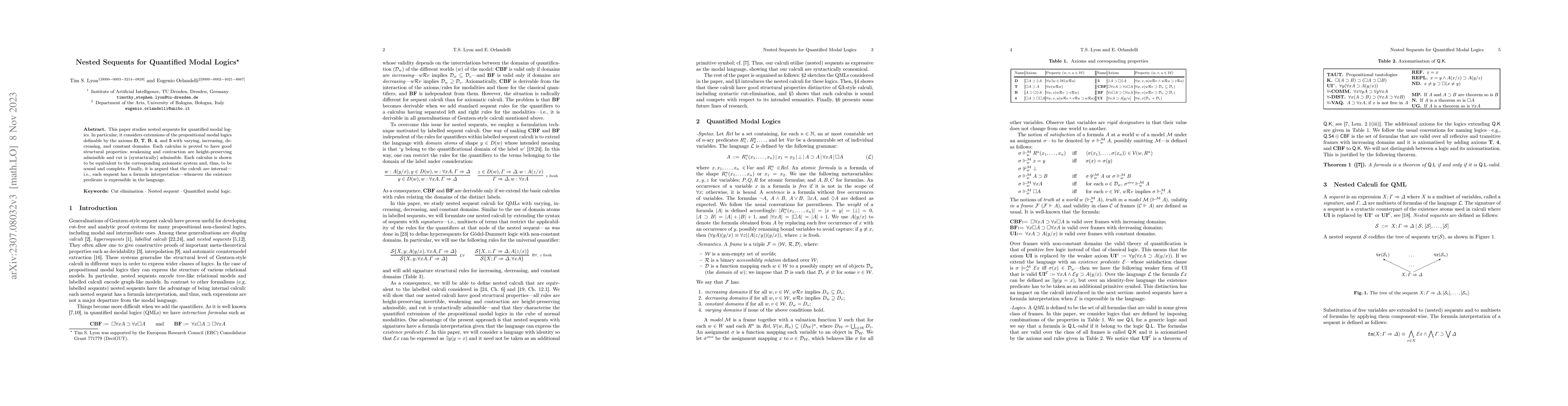 Thumbnail for Nested Sequents for Quantified Modal Logics