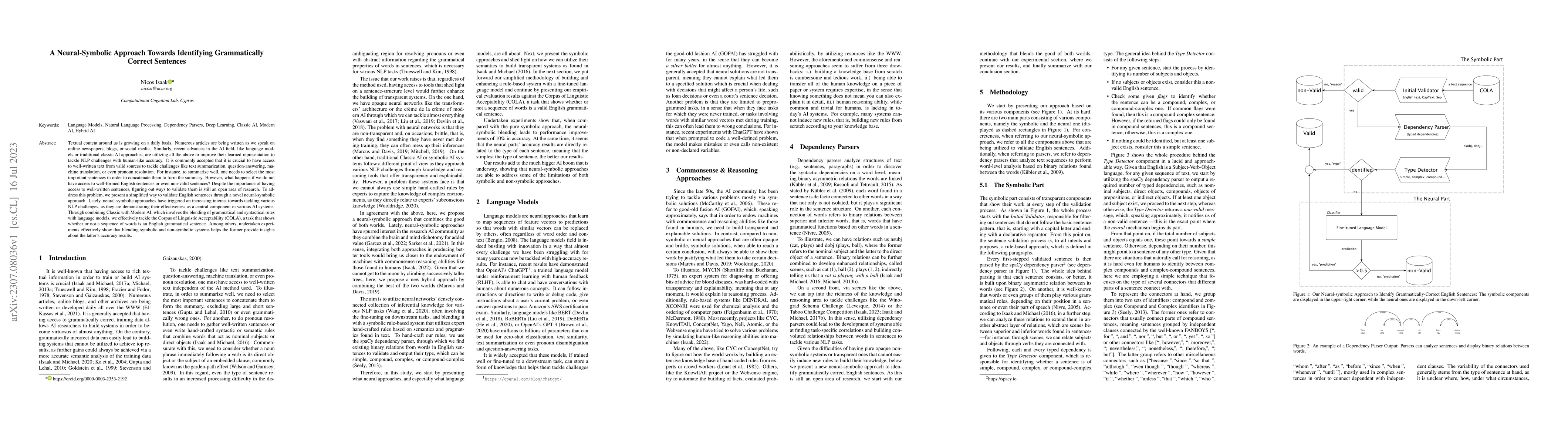 Thumbnail for A Neural-Symbolic Approach Towards Identifying Grammatically Correct
  Sentences