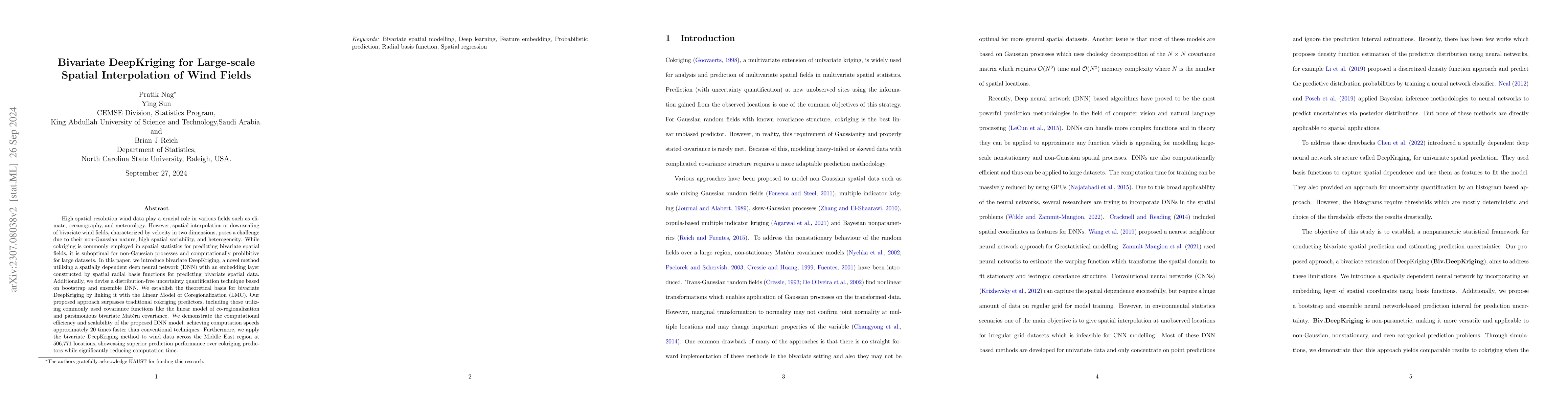 Thumbnail for Bivariate DeepKriging for Large-scale Spatial Interpolation of Wind
  Fields