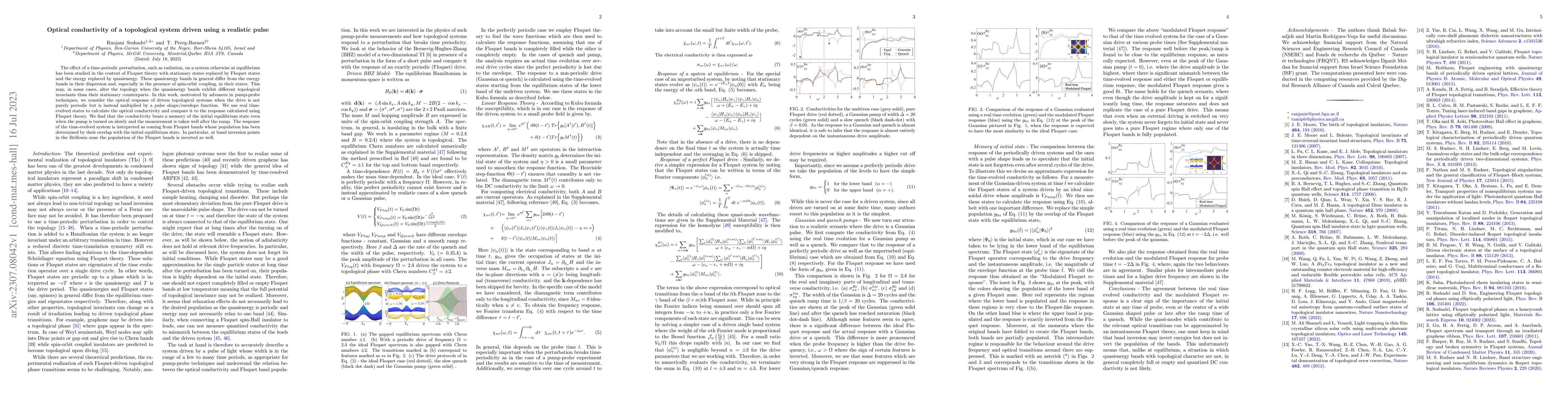 Thumbnail for Optical conductivity of a topological system driven using a realistic
  pulse