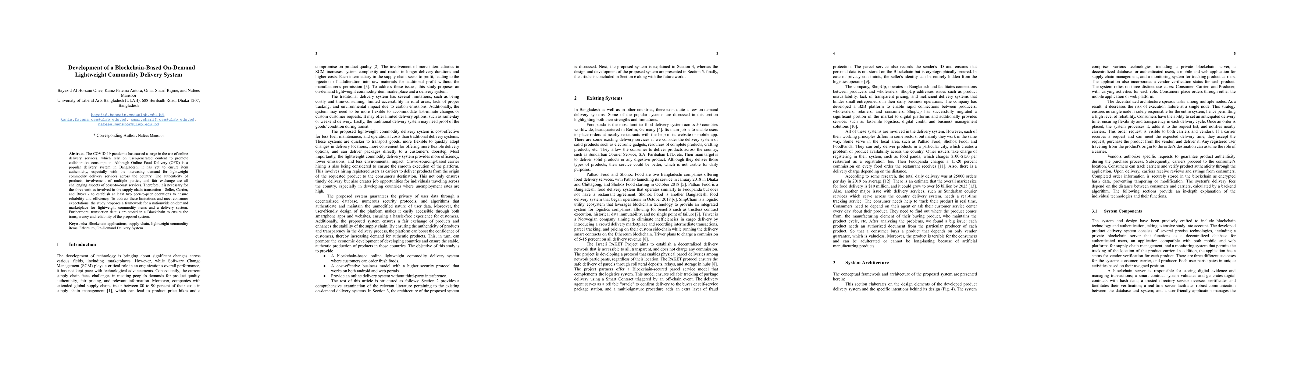 Thumbnail for Development of a Blockchain-Based On-Demand Lightweight Commodity
  Delivery System
